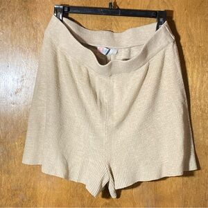 Free People Beach Shorts Size Large Tan Beige Cotton Blend Casual Lounge Pull On